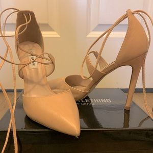 Steve Madden lace up stilettos in nude; Size US 8